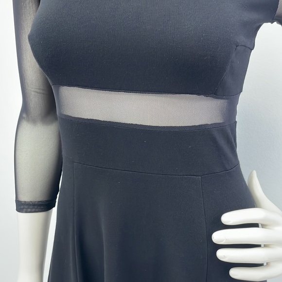 NWOT • H&M DIVIDED • Black Skater Dress with Mesh Sleeves and Waist Detail - Picture 5 of 11